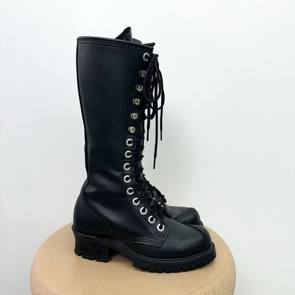 Bear Hollow Shoes - Bear Hollow Men's Black Leather Tall 17” Sturgis Motorcycle Logger Boot